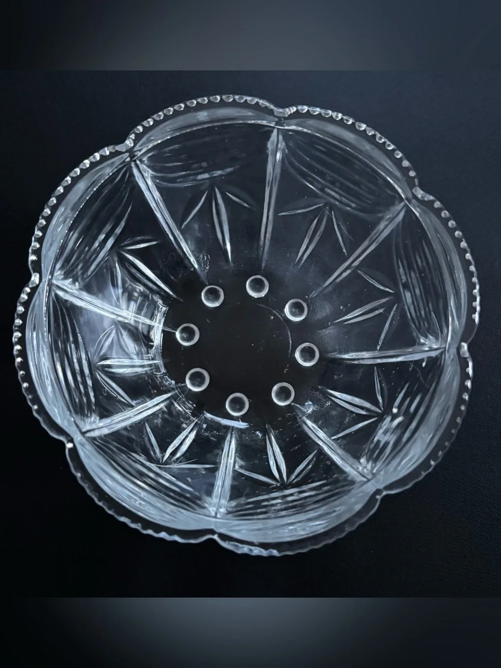Vintage KIG Indonesia Clear Glass Scalloped Swag Bowl Candy Dish